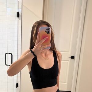 aerie Black Ribbed Tank Crop Top Reversible